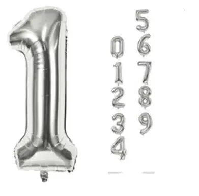 GLOBOS 16" NUMEROS BALLON PLATA 40 CM