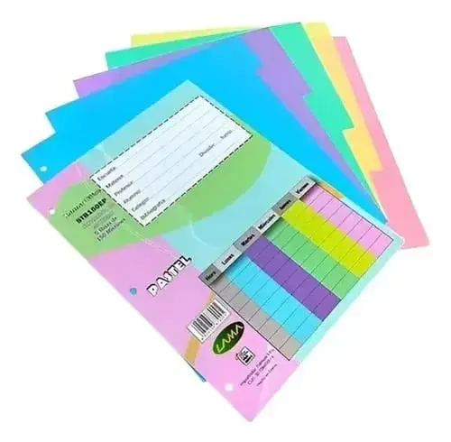 SEPARADORES N°3 LAMA PASTEL  PVC 5 HOJAS